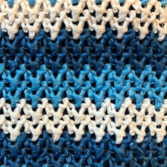 Future Collective Tote Blue Striped Straw Summer Purse Bag NWT - Picture 3 of 6